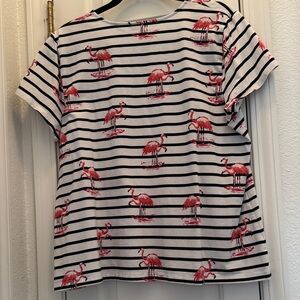 Weekends by Chico's Women's Pink Flamingo Stripe Top size 16